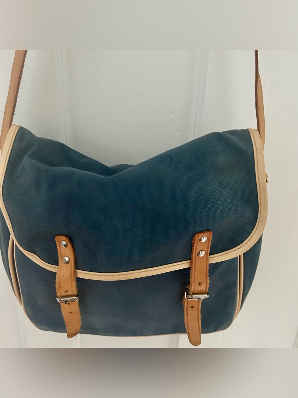 Vintage Made in Yugoslavia Blue Canvas Messenger Bag
